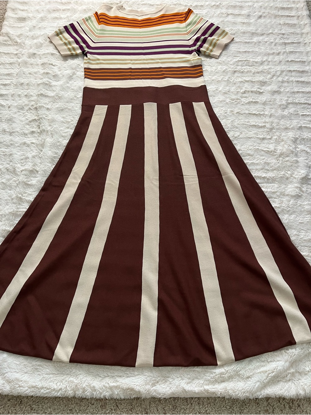 Eva Mendes for New York & Company Brown and Cream Striped Dress - Picture 3 of 8